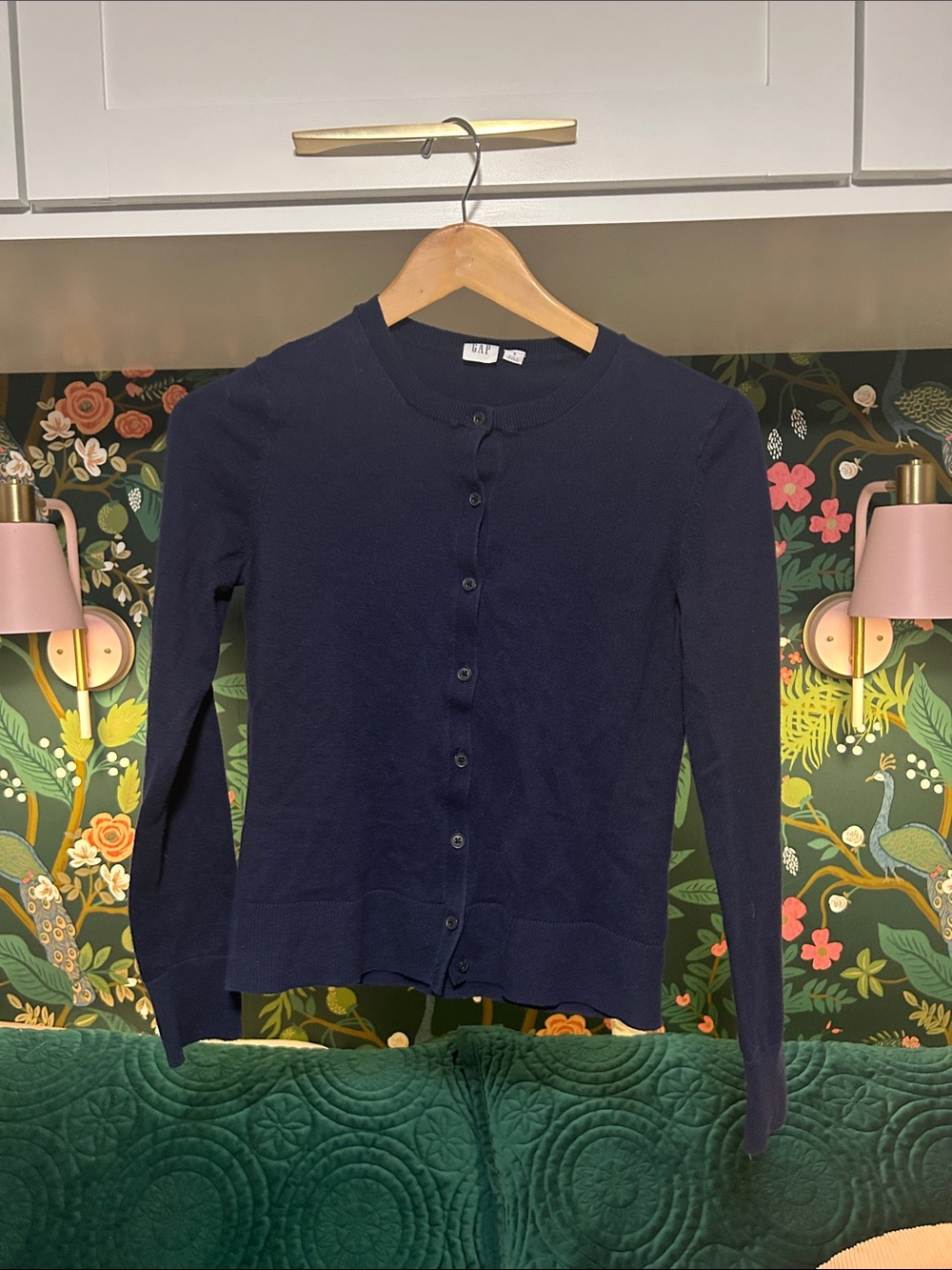GAP Navy Button-Front Crewneck Cardigan